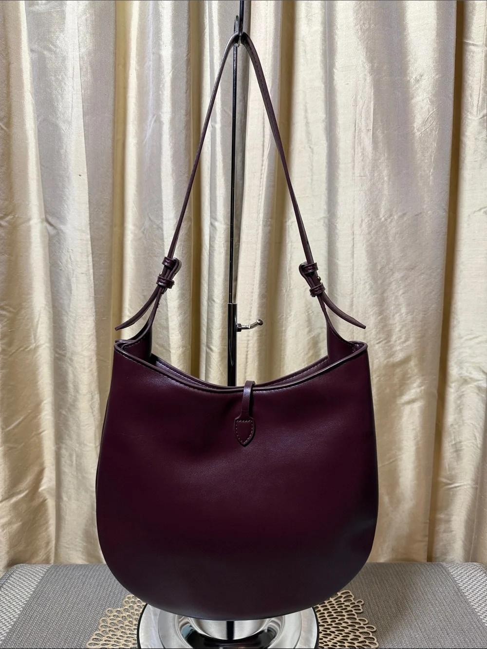 Zara Hobo Shoulder Bag - Burgundy